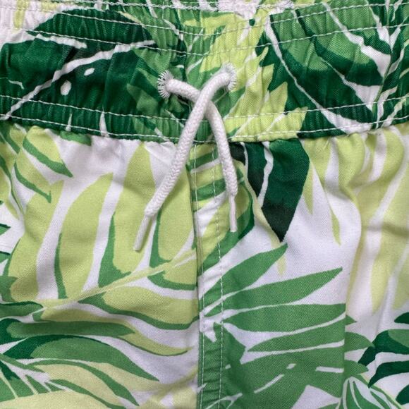 Janie & Jack Swim Trunks Boys Size 7 White Green Tropical Drawstring Waist - Picture 4 of 12